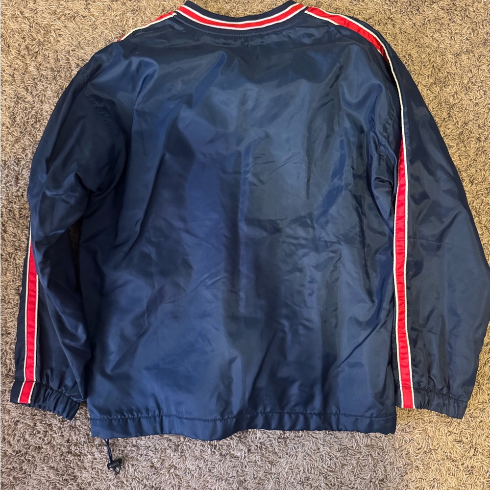 Steve & Barry's Navy Pullover Varsity Jacket with Red & White Trim - Picture 2 of 3